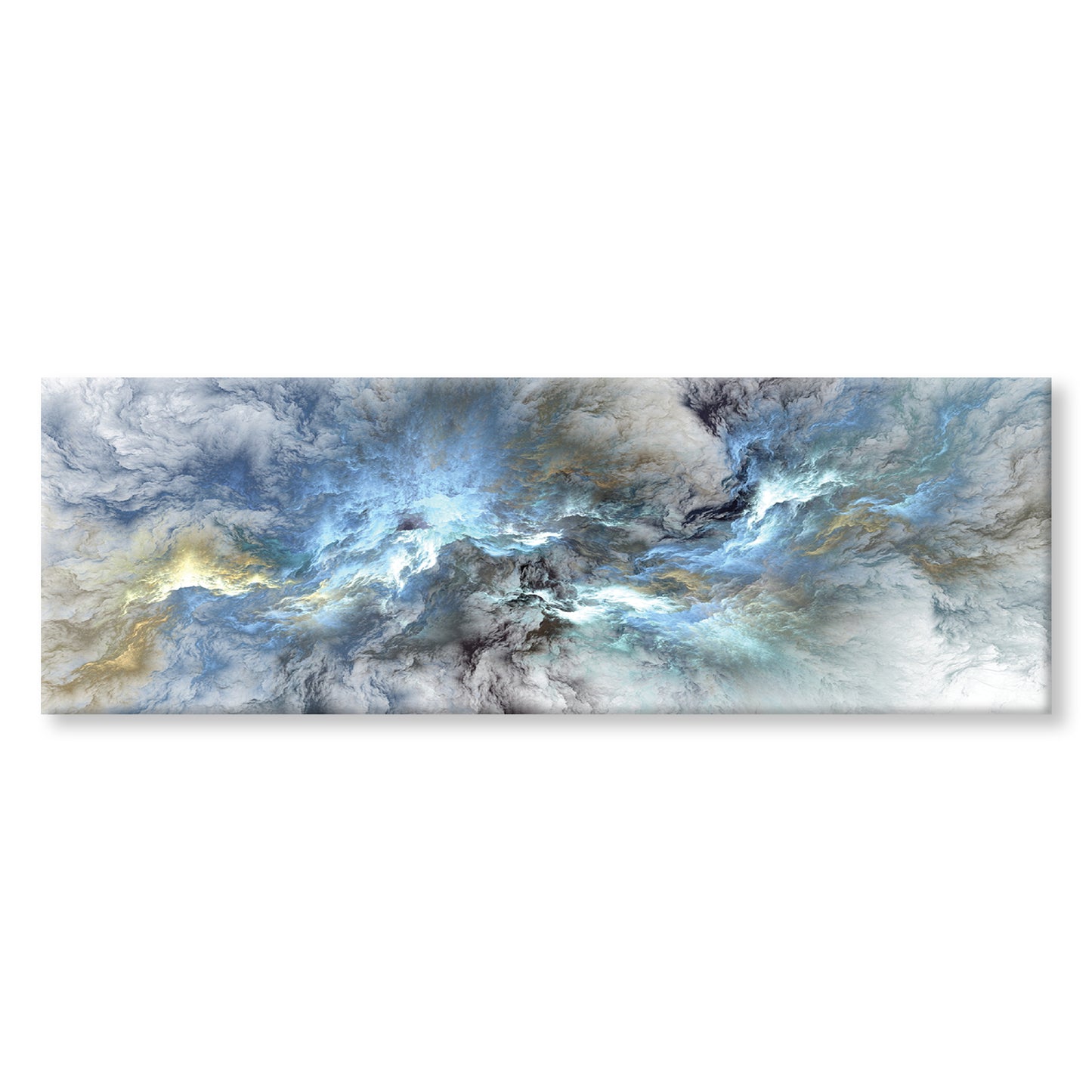 Panoramic Canvas Green Blue Cloud Abstract Design High Quality 100% Australian made wall Canvas Print ready to hang