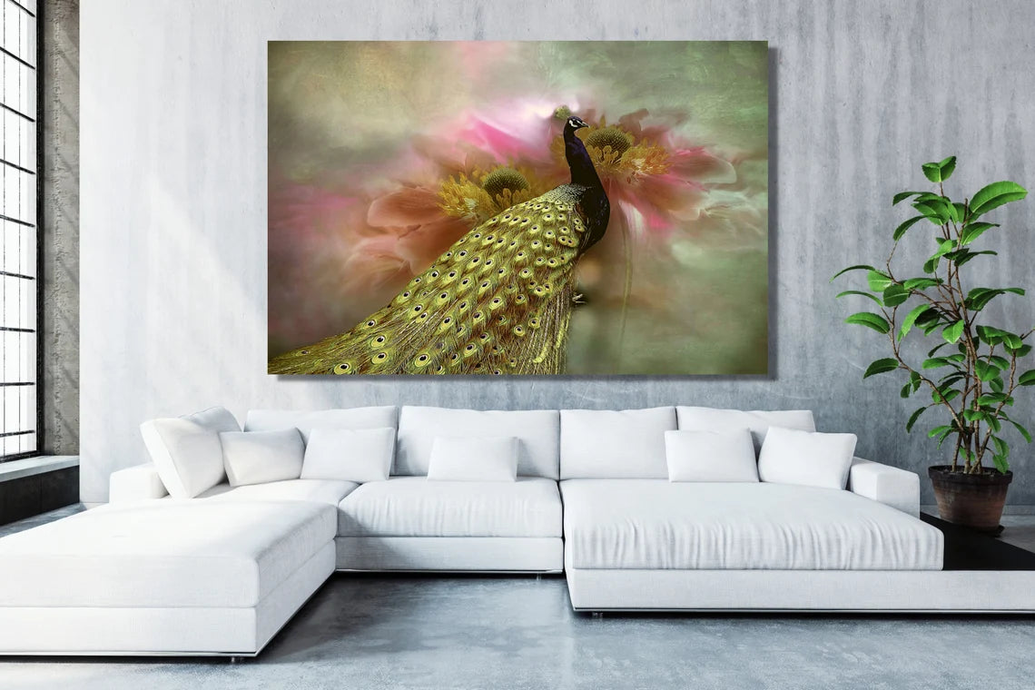 Peacock Painting UV Direct Aluminum Print Australian Made Quality