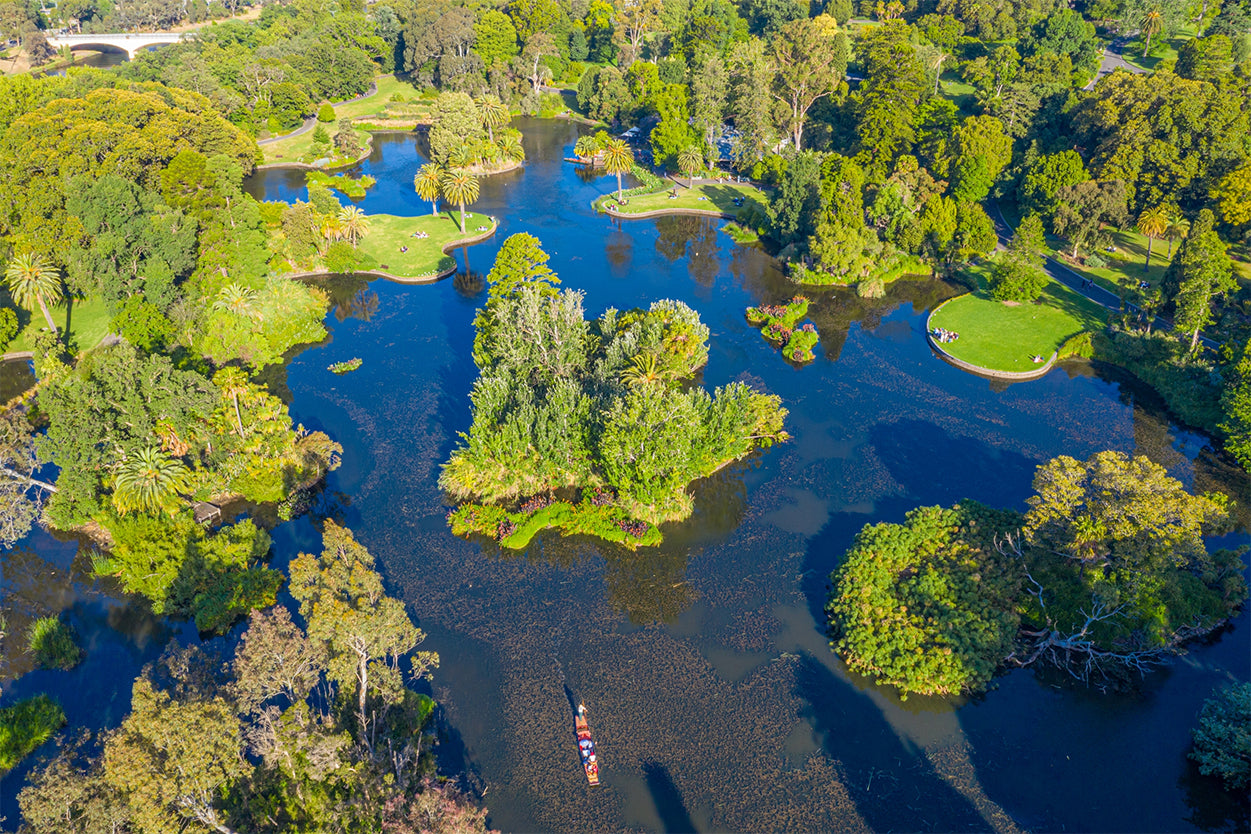 Royal Botanic Gardens Melbourne Lake Aerial View Wall Art Decor 100% Australian Made