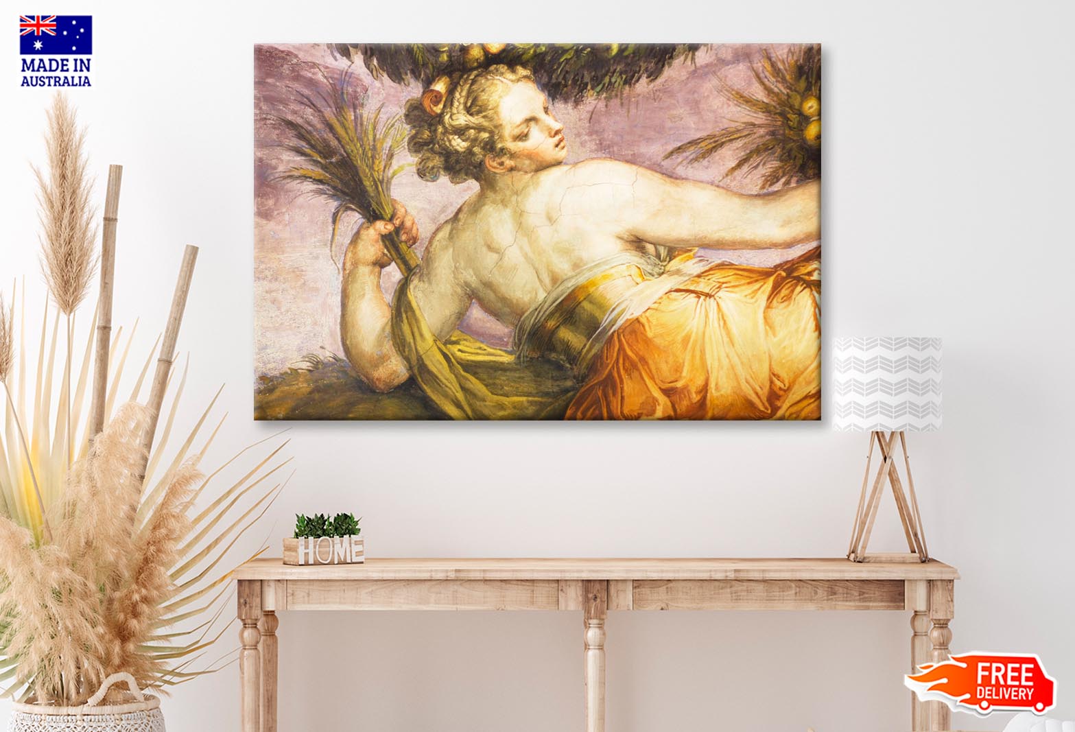 Old Fresco with Beautiful Woman from Palazzo Vecchio in Florence Wall Art Decor 100% Australian Made - Bella Home Decor