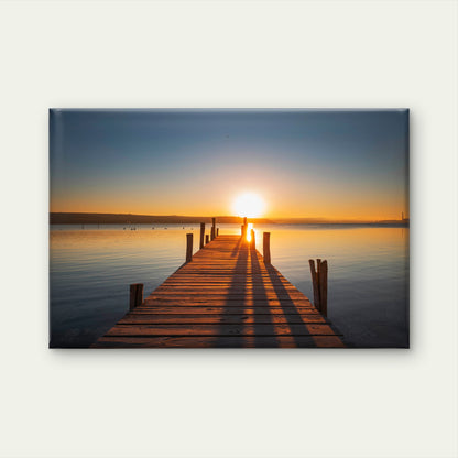 Wooden Pier at Lake Sunset Bulgaria Wall Art Decor 100% Australian Made - Bella Home Decor