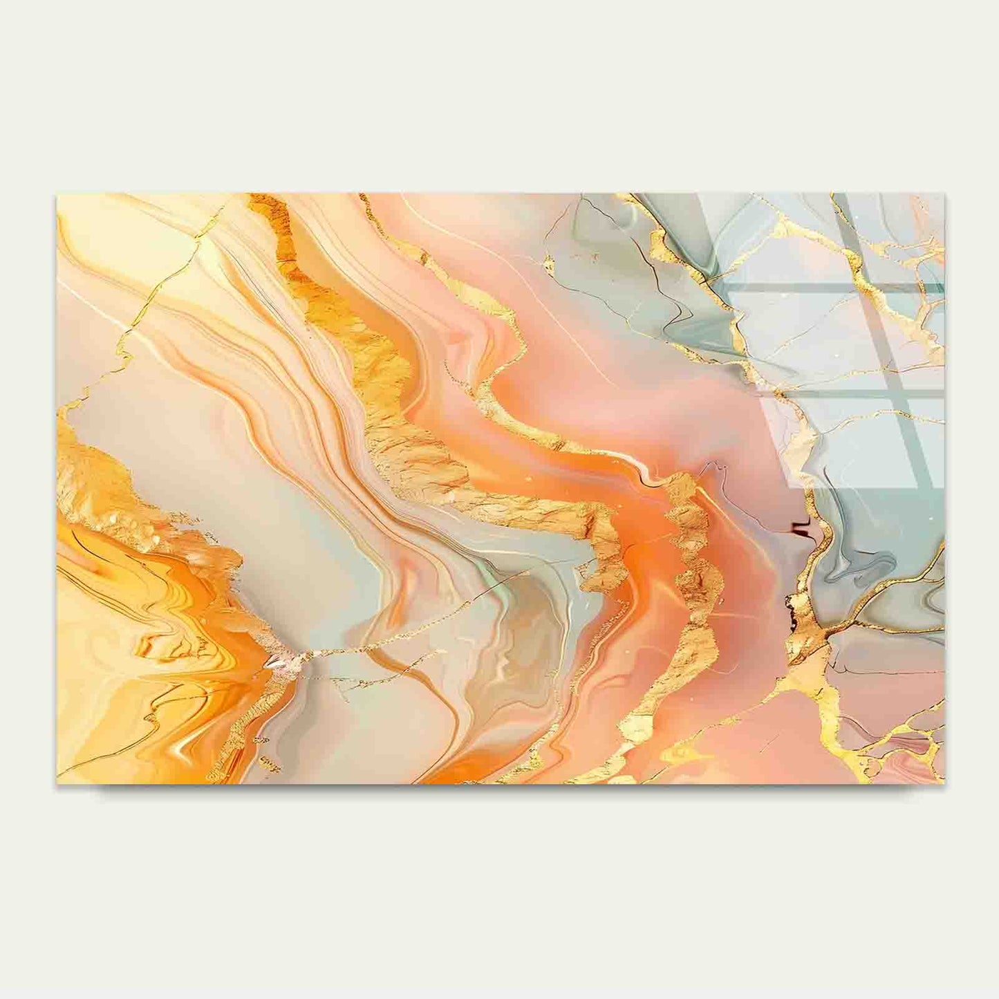 Peach Sage Marbled Tempered Glass Printing Wall Art Australian Made Quality - Bella Home Decor