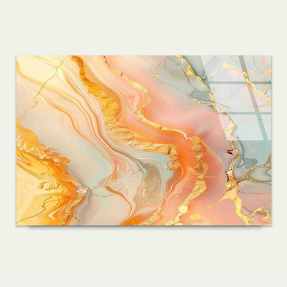 Peach Sage Marbled Tempered Glass Printing Wall Art Australian Made Quality - Bella Home Decor