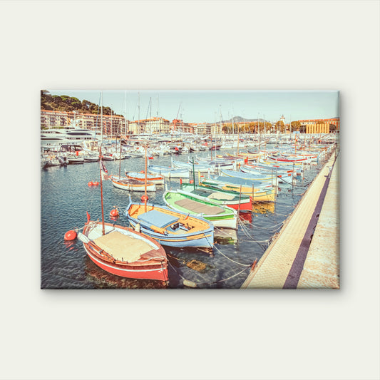 French Riviera Port Rustic Fishing Boats Mediterranean Harbour Wall Art Decor 100% Australian Made