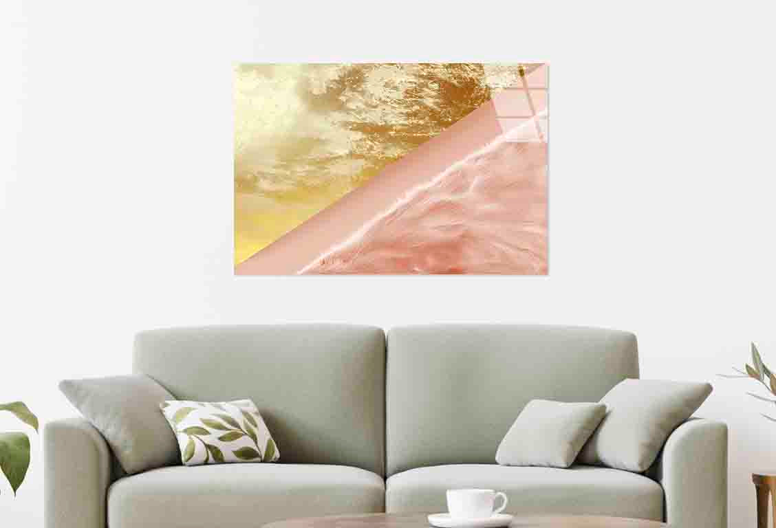 Luxury Gold Blush Pink Tempered Glass Printing Wall Art Australian Made Quality