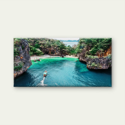 Aerial view Lao Lading Island Krabi Thailand Wall Art Canvas Office Home Room Framed 120x60cm