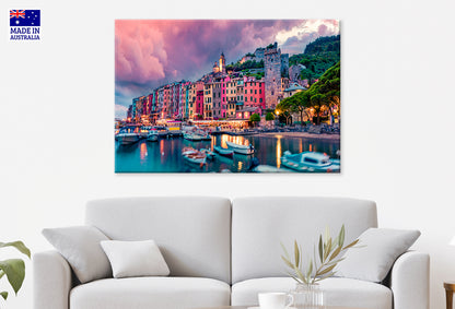 Portovenere Town Sunset Sea View Liguria Italy Wall Art Decor 100% Australian Made