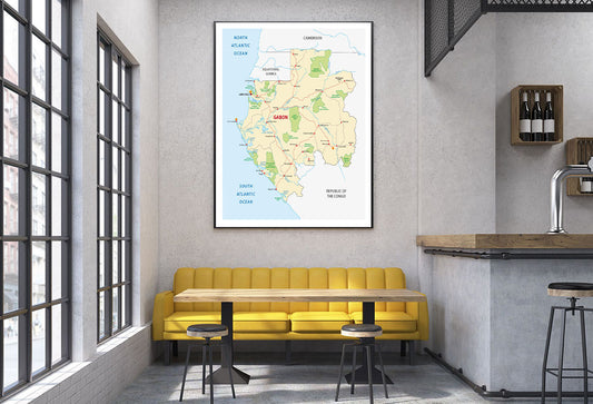 Gabon Road Map Home Decor Premium Quality Poster Print Choose Your Sizes