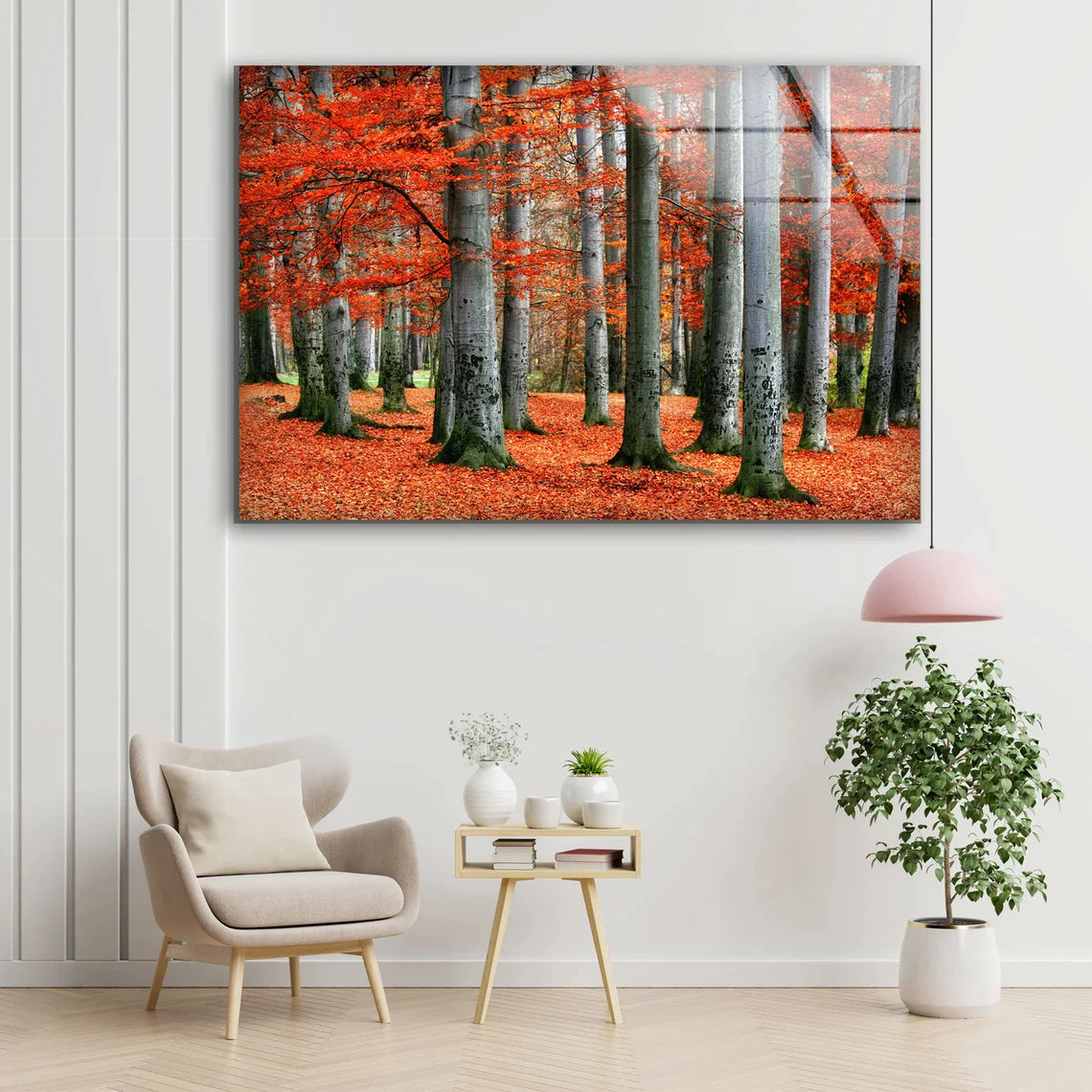 Red Leaves Tree Forest UV Direct Aluminum Print Australian Made Quality