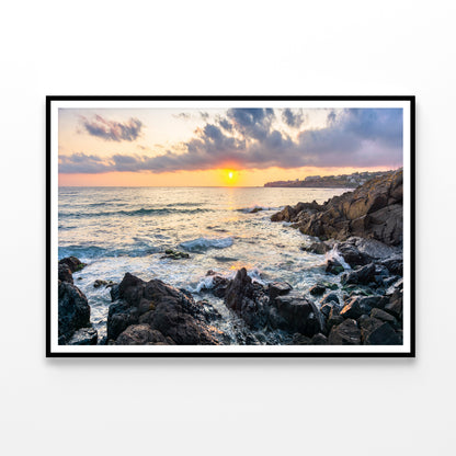 View of Coast of the Ocean at Sunset Home Decor Premium Quality Poster Print Choose Your Sizes