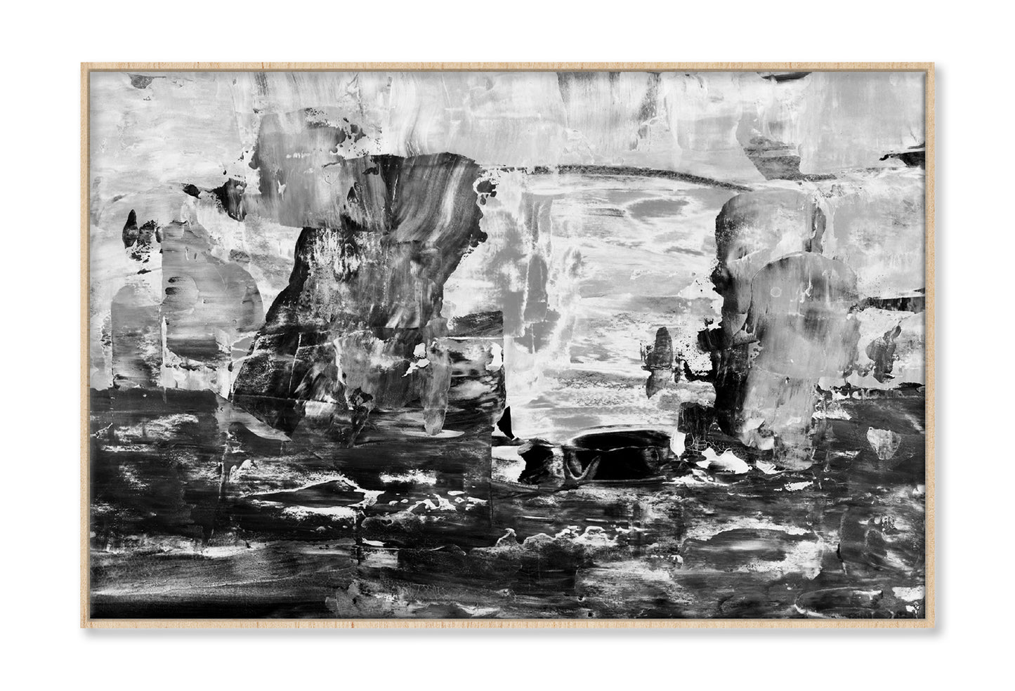 B&W Abstract Modern Acrylic Oil Painting Limited Edition High Quality Print Canvas Box Framed Natural