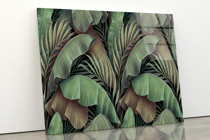 Banana Leaves Abstract Design Acrylic Glass Print Tempered Glass Wall Art 100% Made in Australia Ready to Hang - Bella Home Decor