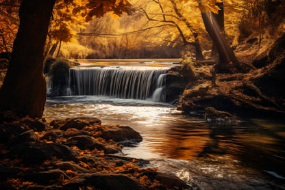 Beautiful autumn with Yellow Trees and Water Print 100% Australian Made - Bella Home Decor