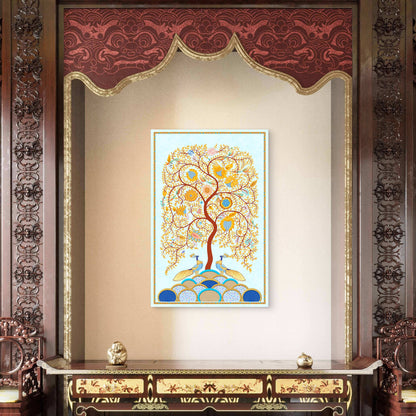 Tree of Life Peacock Art 60x90cm Metal Print Ready to Hang