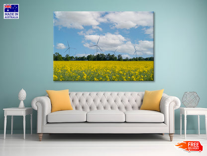 Rapeseed Plant and Wind Turbines Print 100% Australian Made - Bella Home Decor