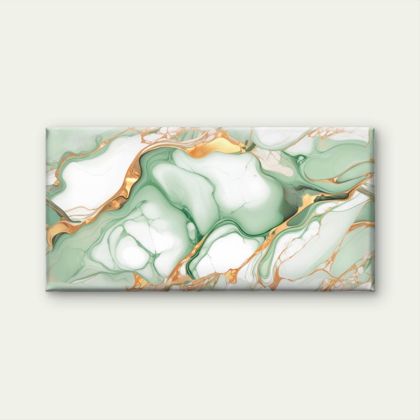 Emerald Green & Gold Liquid Marble Wall Art Canvas Office Home Room Framed 120x60cm - Bella Home Decor