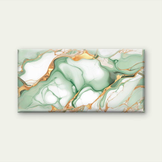Emerald Green & Gold Liquid Marble Wall Art Canvas Office Home Room Framed 120x60cm