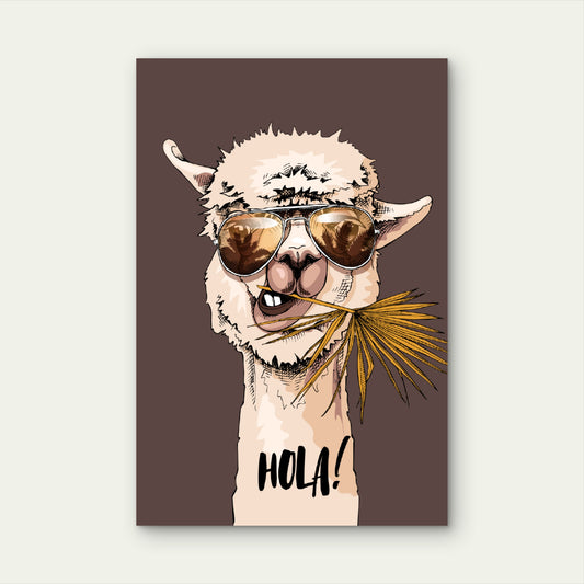 Cool Alpaca Sunglasses Hola Design 40x60cm Metal Print Ready to Hang