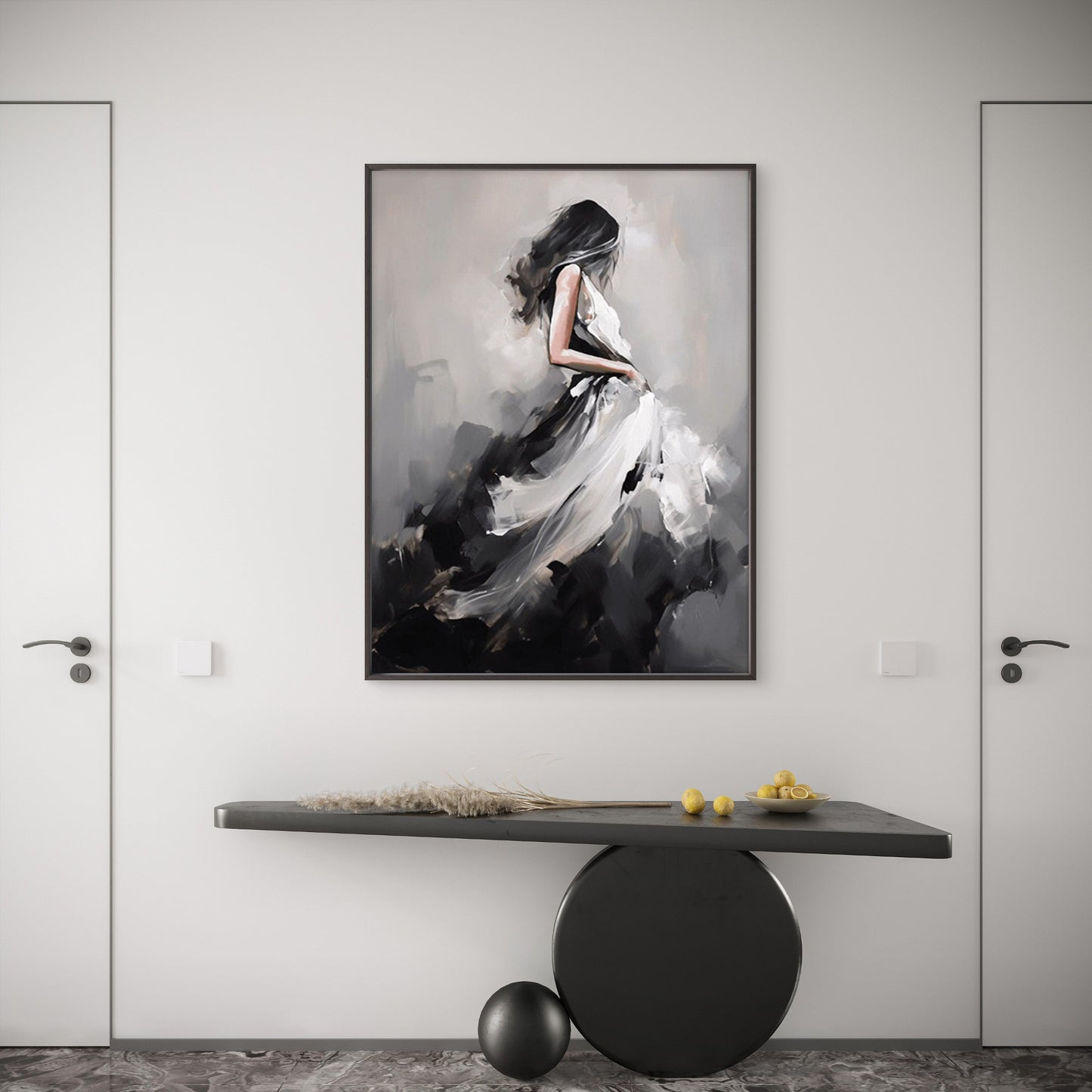 Woman in Black and White Dress Art Fashion Home Decor Premium Quality Poster Print Choose Your Sizes - Bella Home Decor