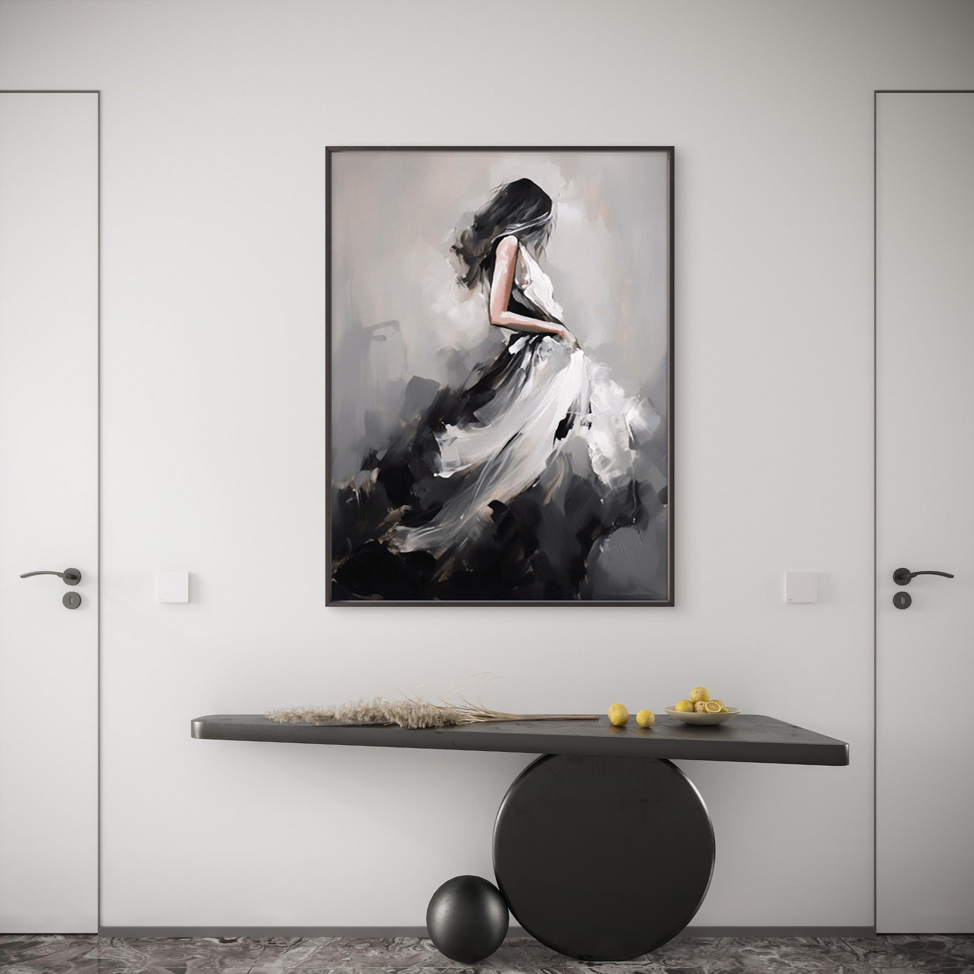 Woman in Black and White Dress Art Fashion Home Decor Premium Quality Poster Print Choose Your Sizes - Bella Home Decor