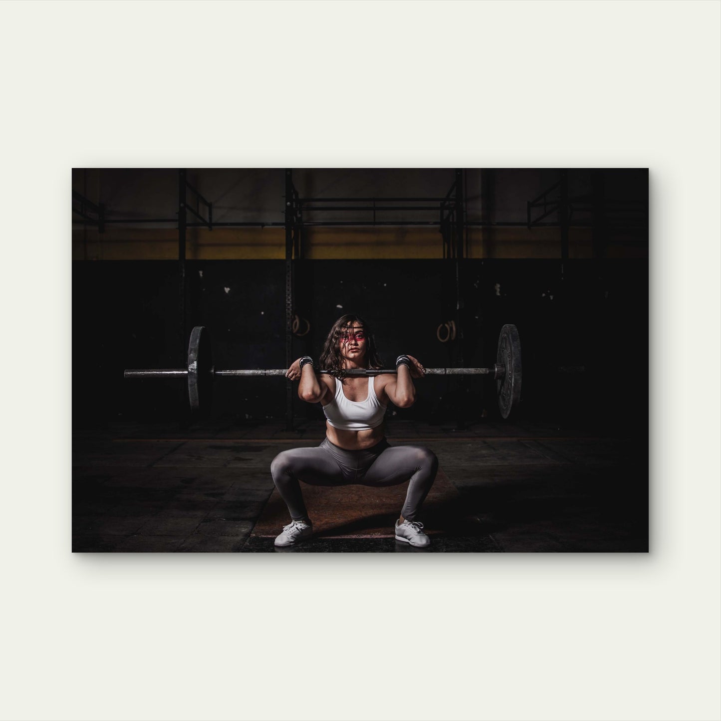 Fitness Woman Barbell Front Squat Clean Gym Workout 5mm thick Plastic Poster Ready to Hang 90x60cm