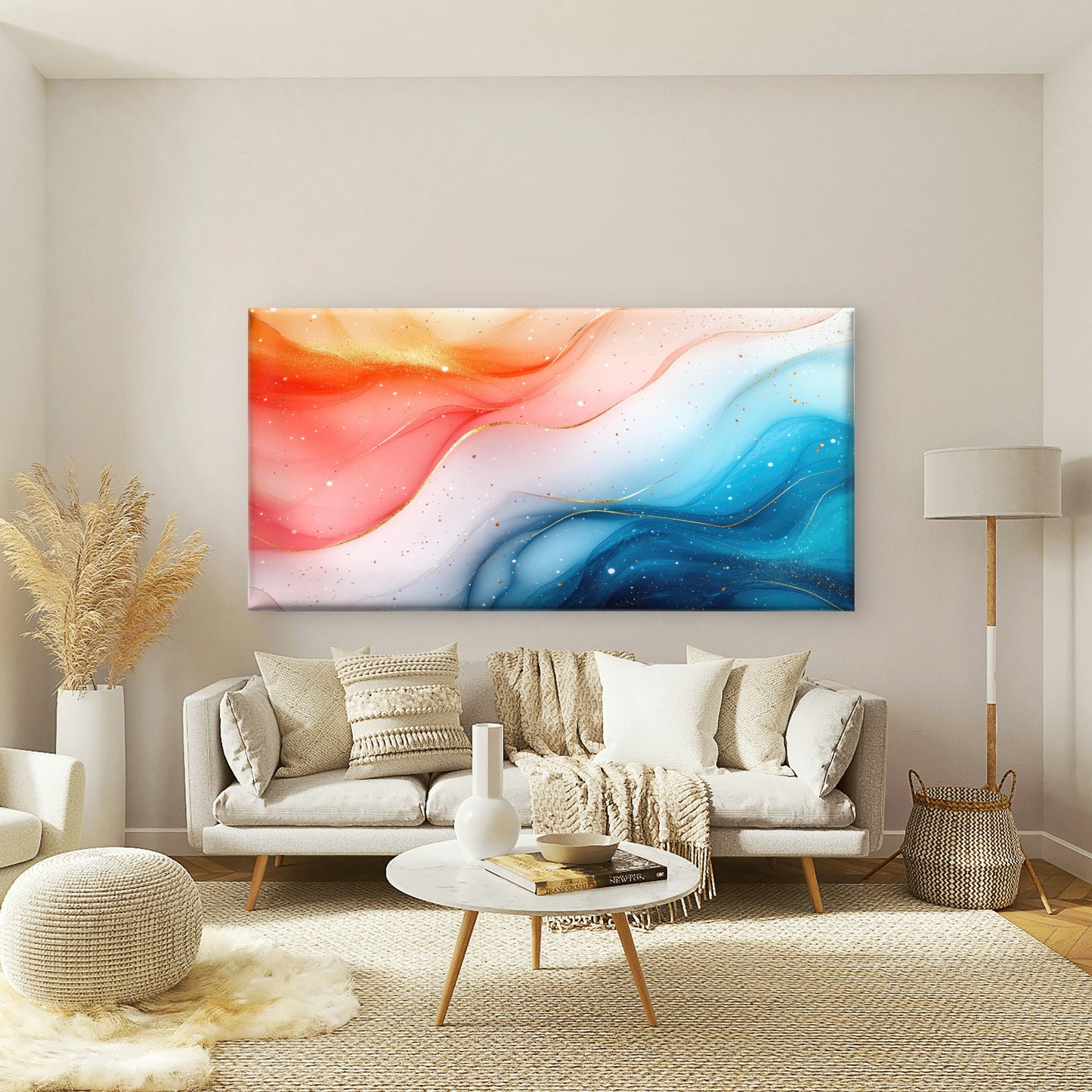 Harmony of Fire and Water Wall Art Canvas Office Home Room Framed 120x60cm - Bella Home Decor