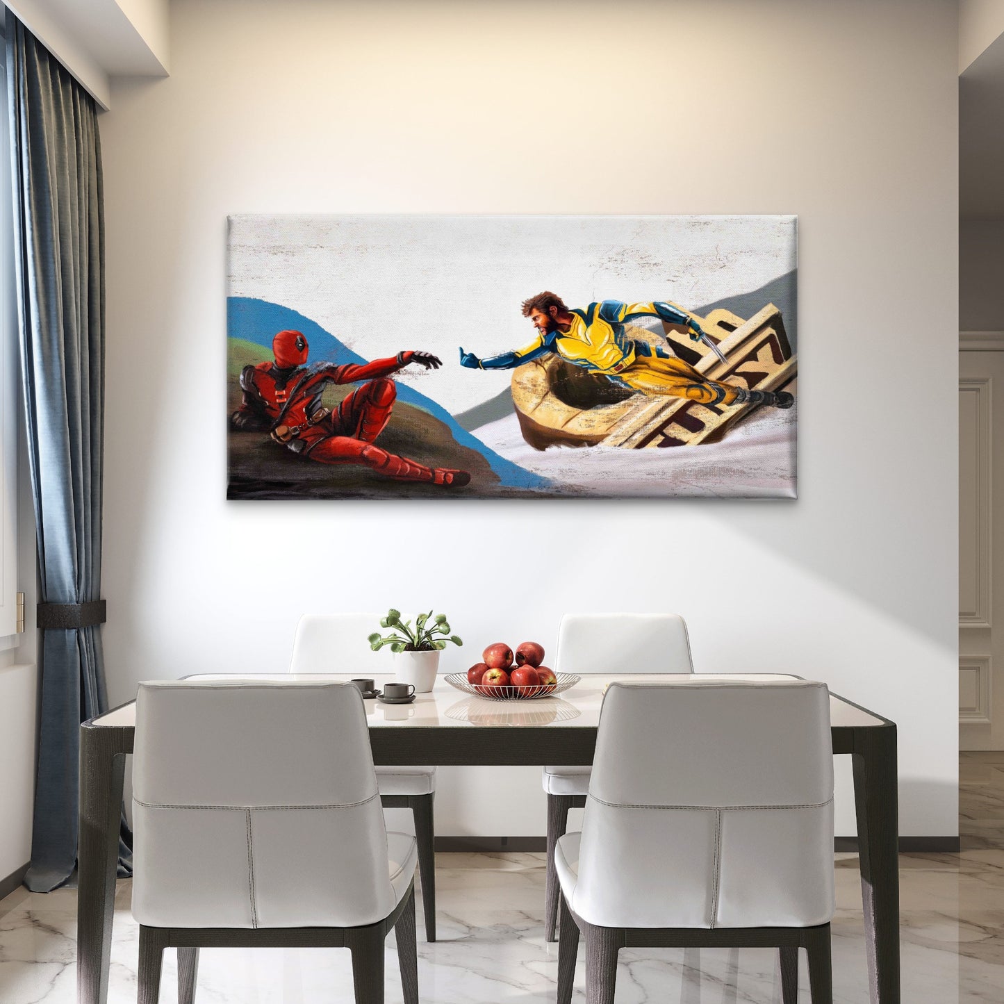 Humorous Comic Fresco Parody Wall Art Canvas Office Home Room Framed 120x60cm - Bella Home Decor