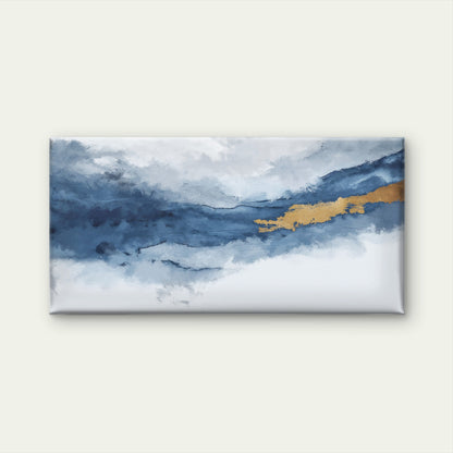 Abstract Nordic Blue Gold Sky Clouds Wall Art Canvas Office Home Framed 120x60cm