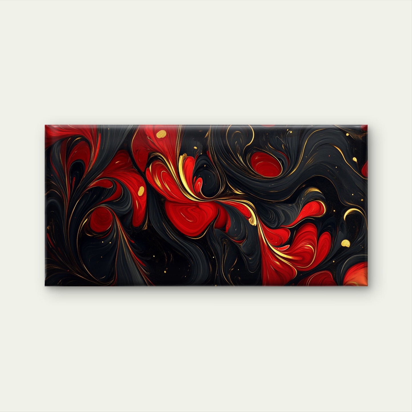 Dynamic Fluid Red Abstract Wall Art Canvas Office Home Room Framed 120x60cm