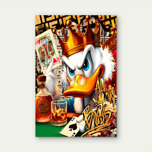Royal Duck Poker Game 60x90cm Metal Print Ready to Hang - Bella Home Decor