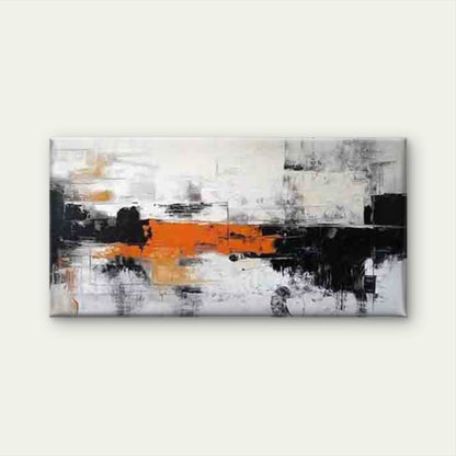 Abstract Orange Brushstroke Wall Art Canvas Office Home Room Framed 120x60cm