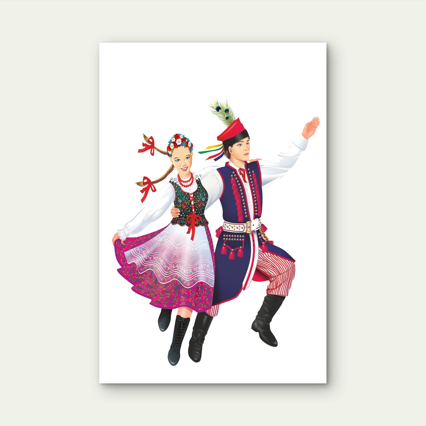 Traditional Polish Folk Costumes 60x90cm Metal Print Ready to Hang