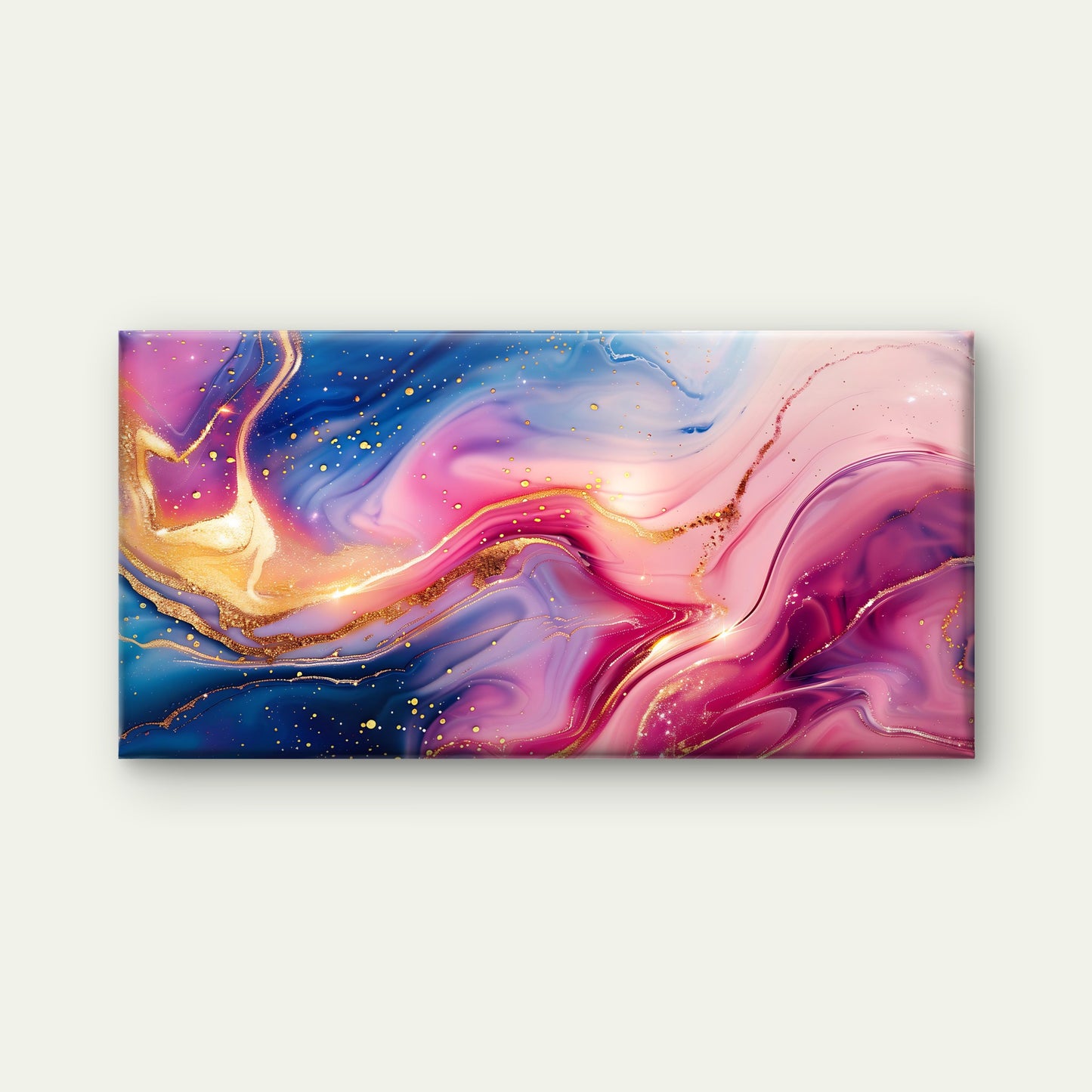 Golden Swirls In Indigo Wall Art Canvas Office Home Room Framed 120x60cm - Bella Home Decor