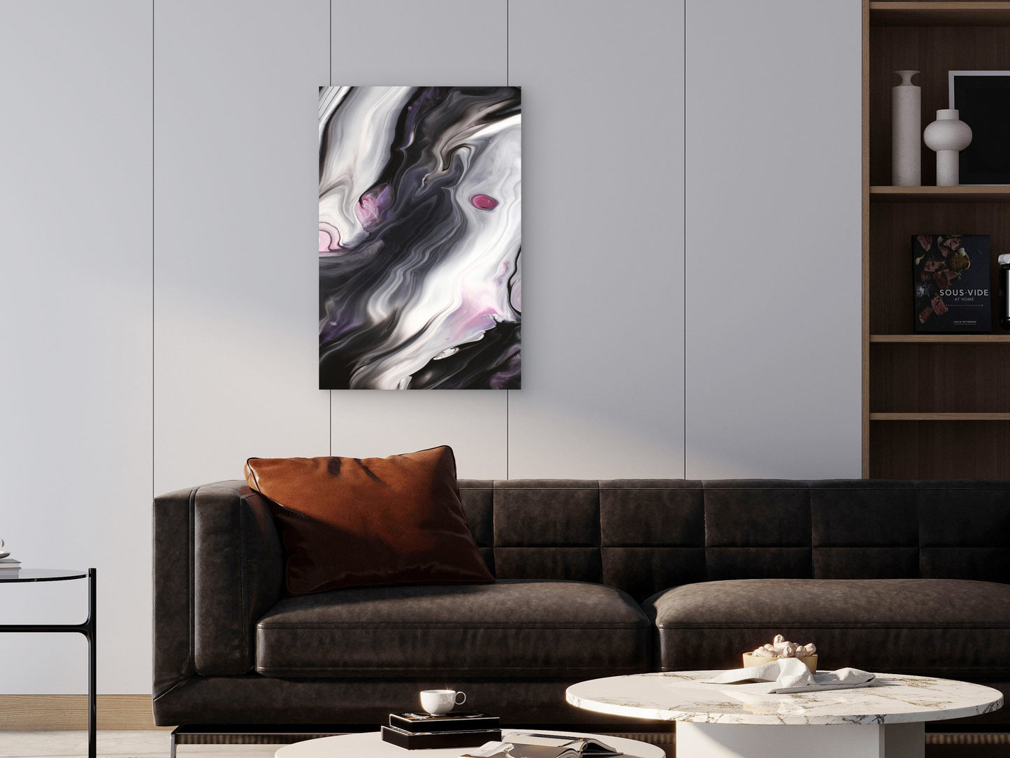 Close-Up of Abstract Marble Texture 60x90cm Metal Print Ready to Hang