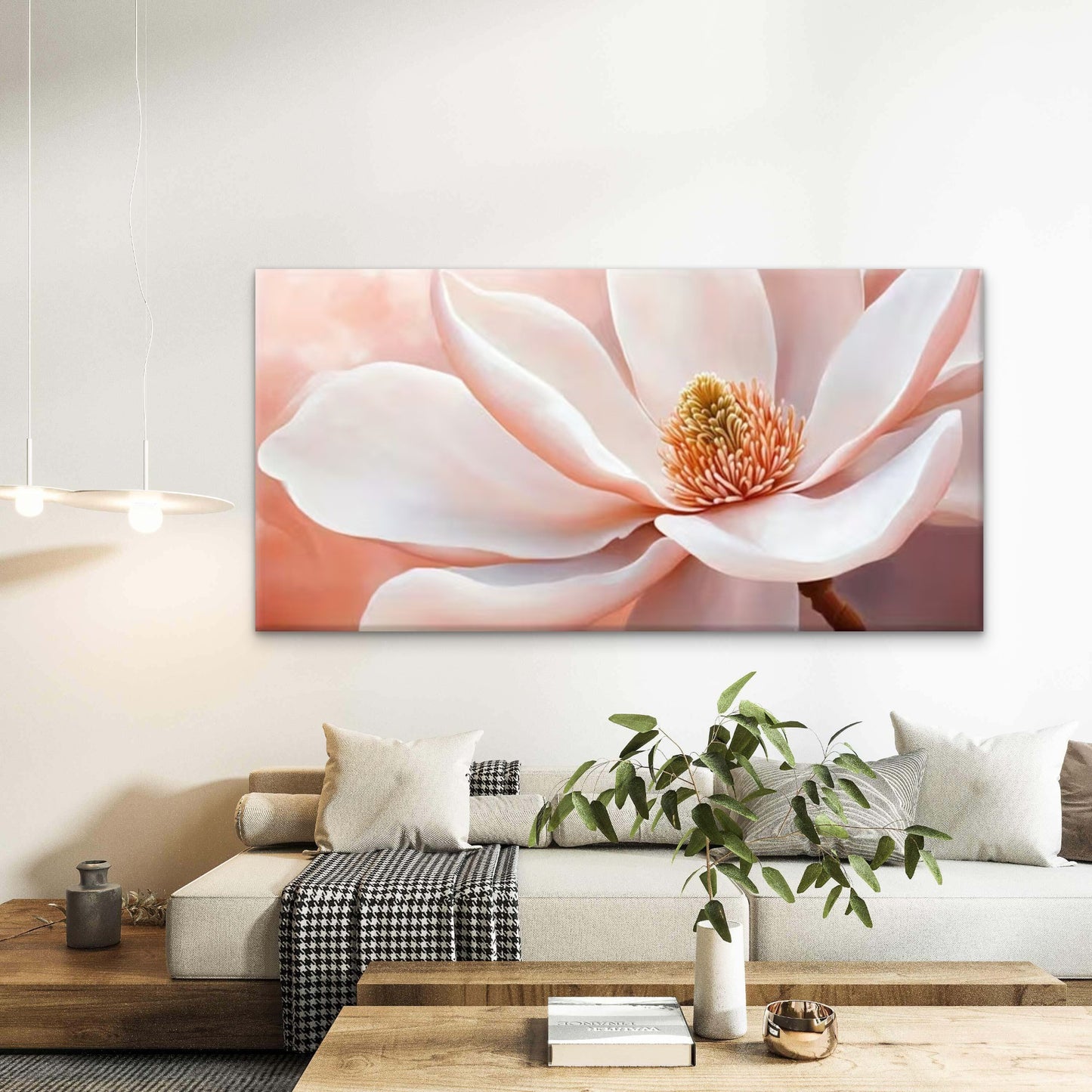 Elegant White Hibiscus Flower Wall Art Canvas Office Home Room Framed 120x60cm