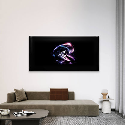 Astronaut Surfing Space Nebula Wall Art Canvas Office Home Room Framed 120x60cm
