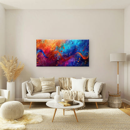 Abstract Design of Music Notes Wall Art Canvas Office Home Room Framed 120x60cm - Bella Home Decor
