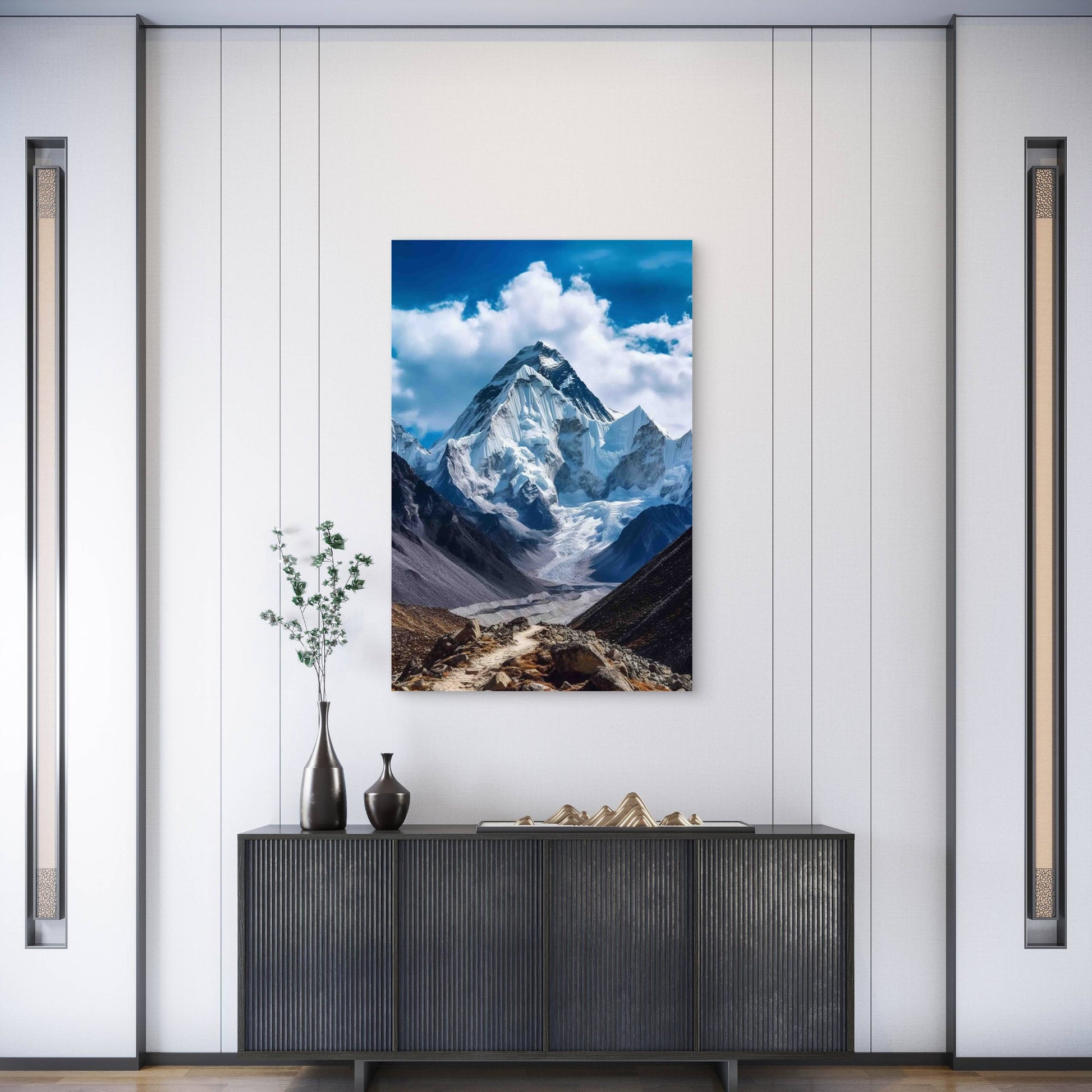 Mount Everest From Rocky Ground 60x90cm Metal Print Ready to Hang - Bella Home Decor