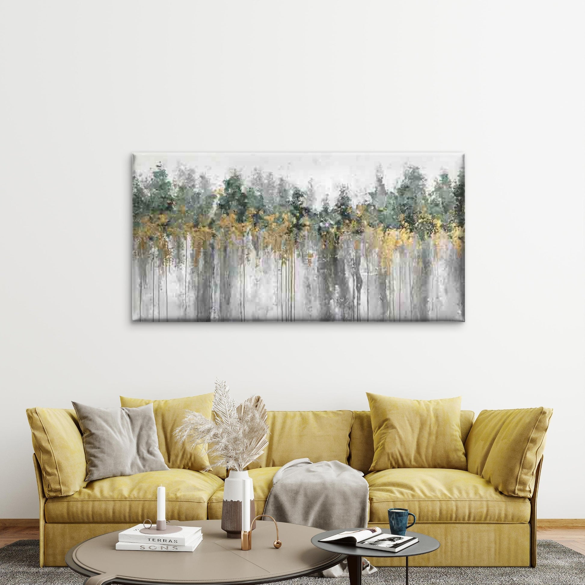 Abstract Forest Painting Wall Art Canvas Office Home Room Framed 120x60cm - Bella Home Decor
