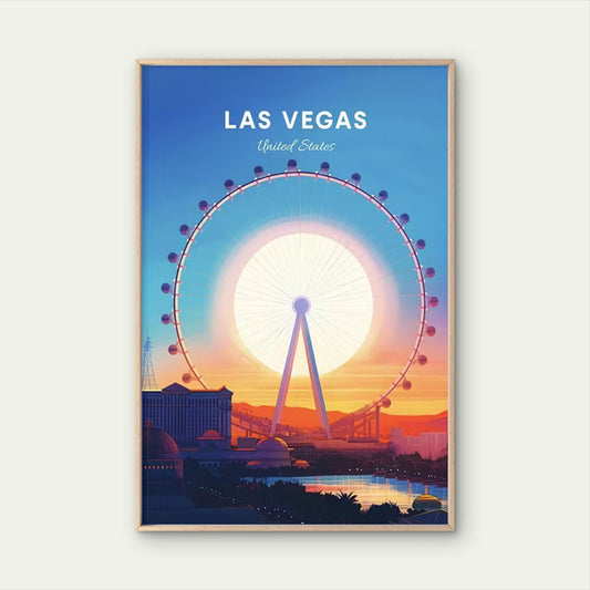 Las Vegas Ferris Wheel Vintage Travel Poster Print Wall Art
