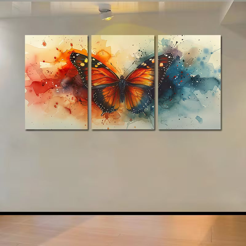 3pcs Vibrant Crystal Butterfly Wall Art Set Canvas Framed 50x70cm - High Quality Print 100% Australian Made Wall Canvas Ready to Hang