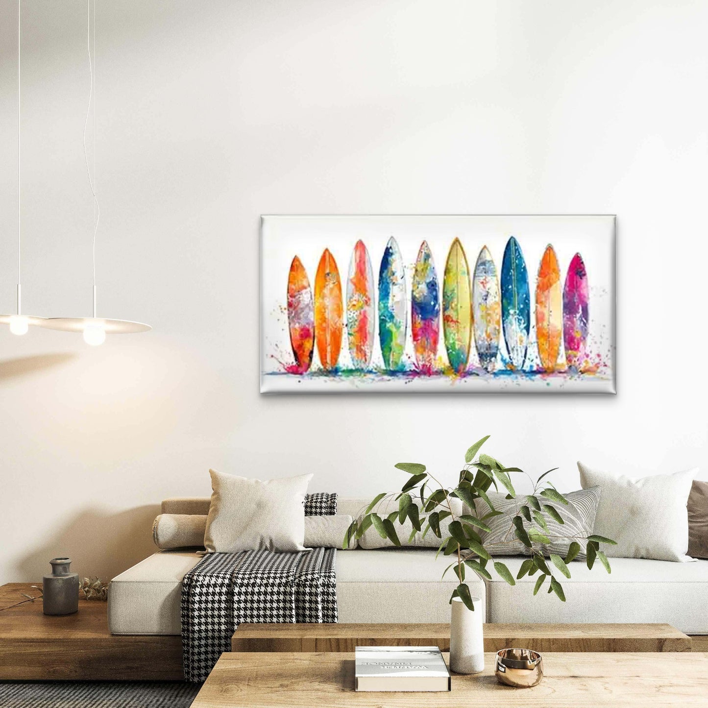 Colorful Surfboards Artistic Wall Art Canvas Office Home Room Framed 120x60cm - Bella Home Decor