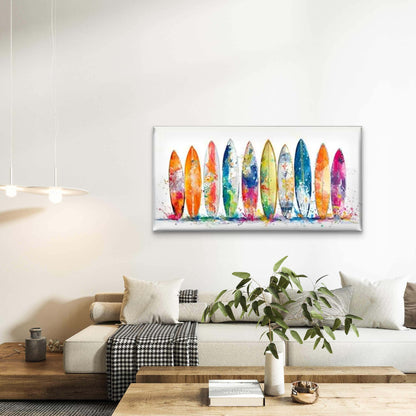 Colorful Surfboards Artistic Wall Art Canvas Office Home Room Framed 120x60cm - Bella Home Decor