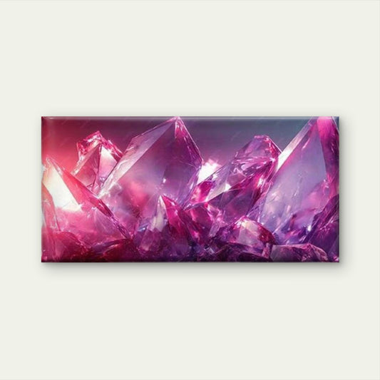 Glowing Amethyst Crystals Wall Art Canvas Office Home Room Framed 120x60cm