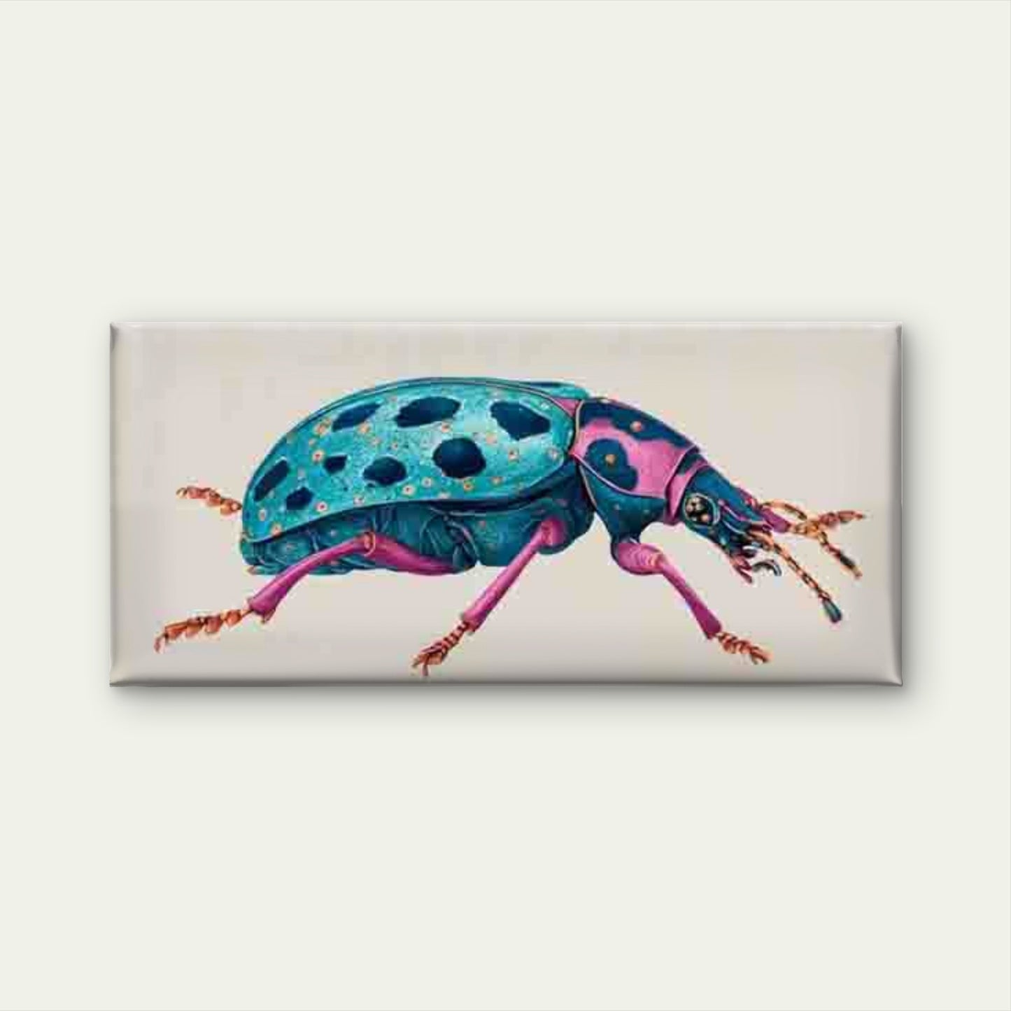 Bug with Vibrant Beetle Insect Wall Art Canvas Office Home Room Framed 120x60cm