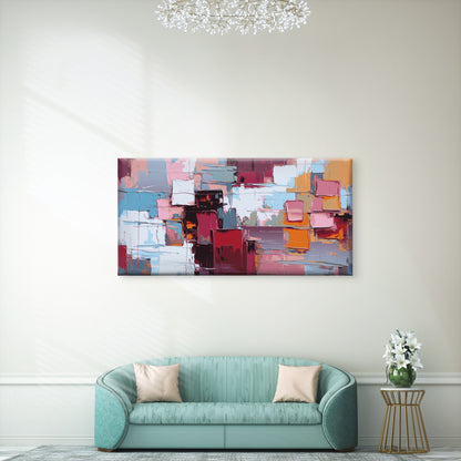Abstract Color Block Palette Wall Art Canvas Office Home Room Framed 120x60cm