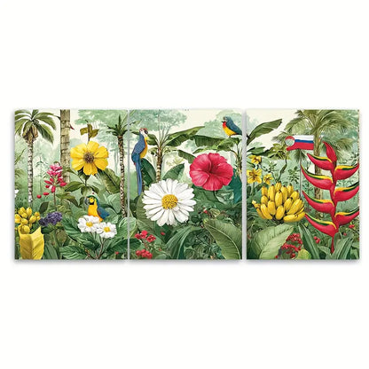 3pcs Tropical Botanical Prints, Colombia Travel Metal Print Ready to Hang Art