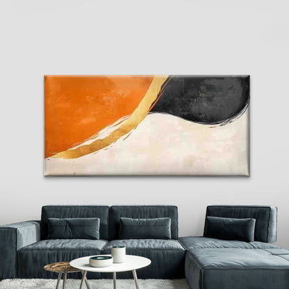 Orange & Black Accents Abstract Wall Art Canvas Office Home Room Framed 120x60cm