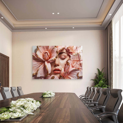 Abstract Pastel Flower Bloom Lady Face Acrylic Glass Printing Wall Art Australian Made Quality