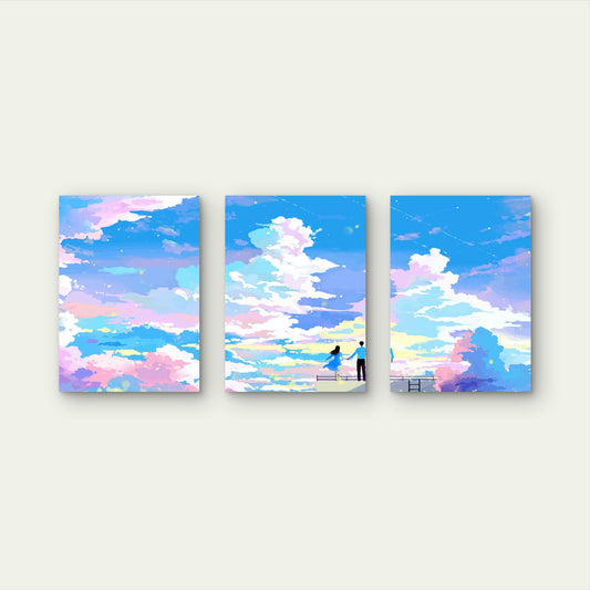 3pcs The Cotton Candy Cloud Escape Metal Print Ready to Hang Art
